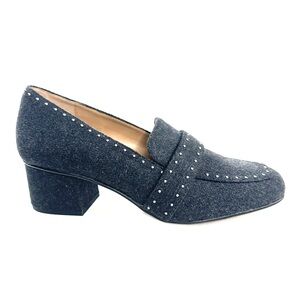 Franco Sarto Lance Women Size 10 Gray Fabric Low Heel Pump Studded